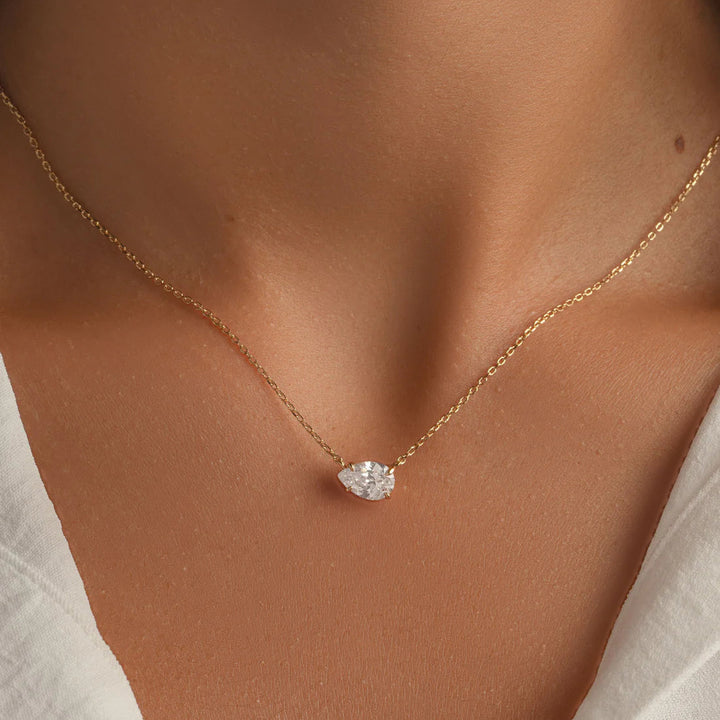 East-West Pear Solitaire Necklace-Embark Fine Jewelry