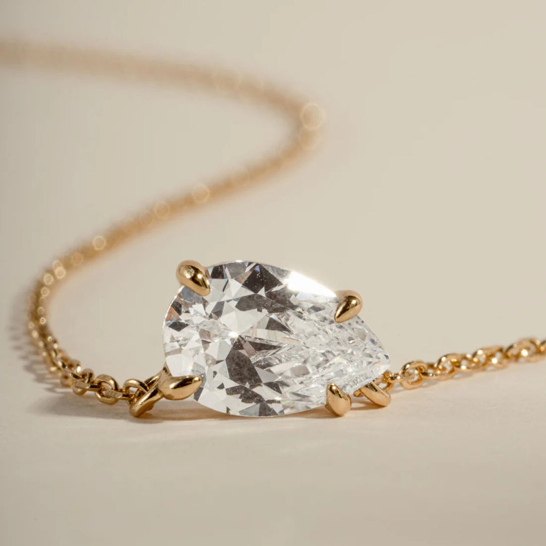 East-West Pear Solitaire Necklace-Embark Fine Jewelry