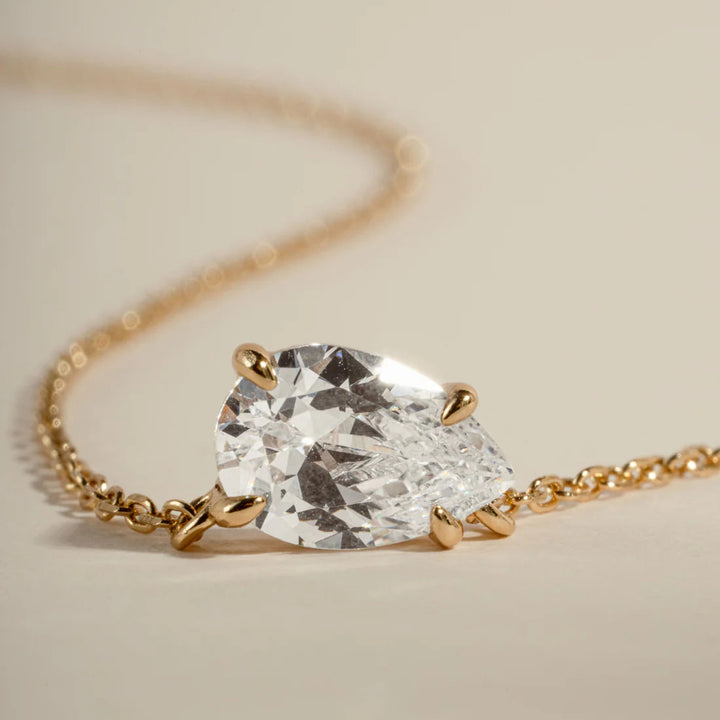 East-West Pear Solitaire Necklace-Embark Fine Jewelry