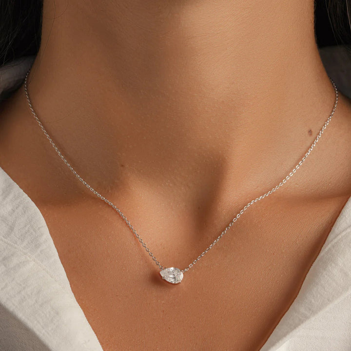 East-West Pear Solitaire Necklace-Embark Fine Jewelry