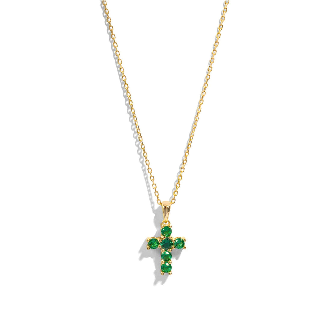 Emerald Cross Necklace-Embark Fine Jewelry