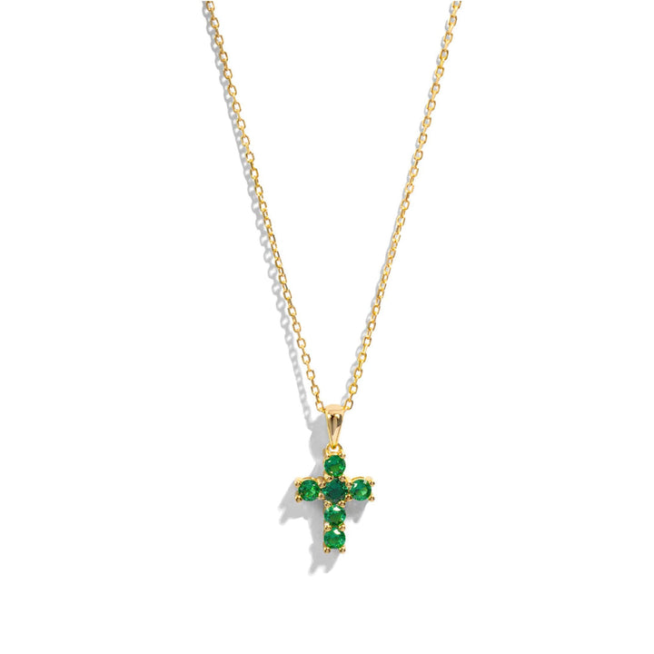 Emerald Cross Necklace-Embark Fine Jewelry