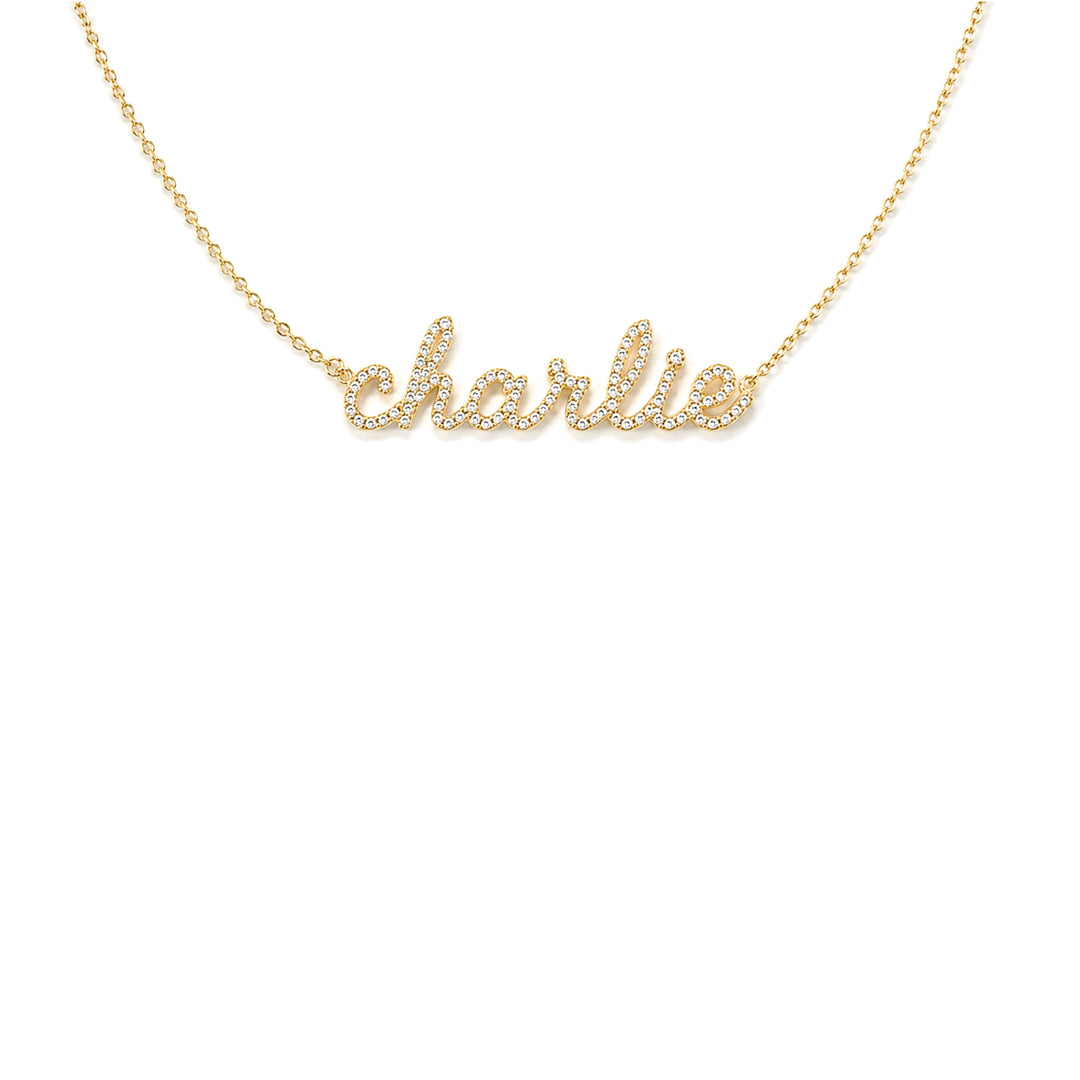 Pave Script Name Necklace-Embark Fine Jewelry