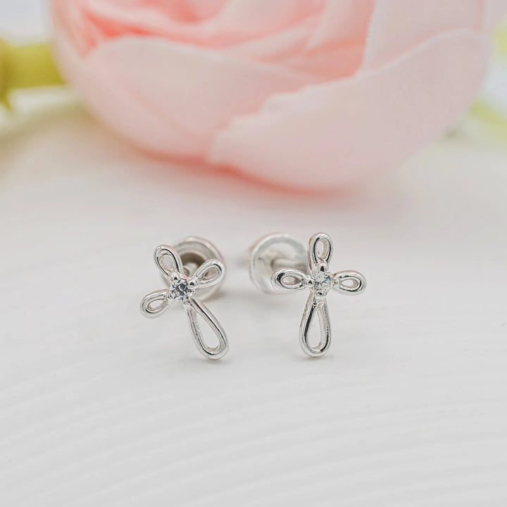 Open Infinity Cross Studs