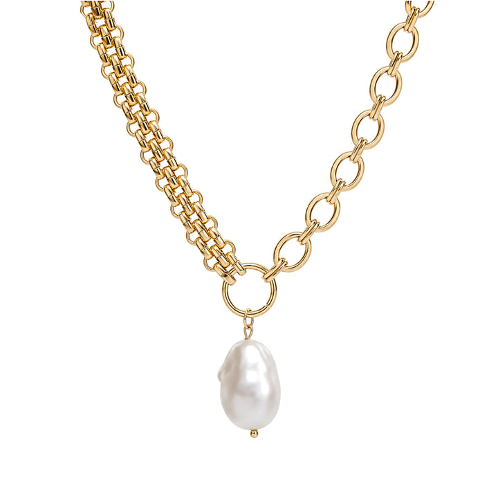 Freshwater Pearl Mixed Chain Necklace-Embark Fine Jewelry