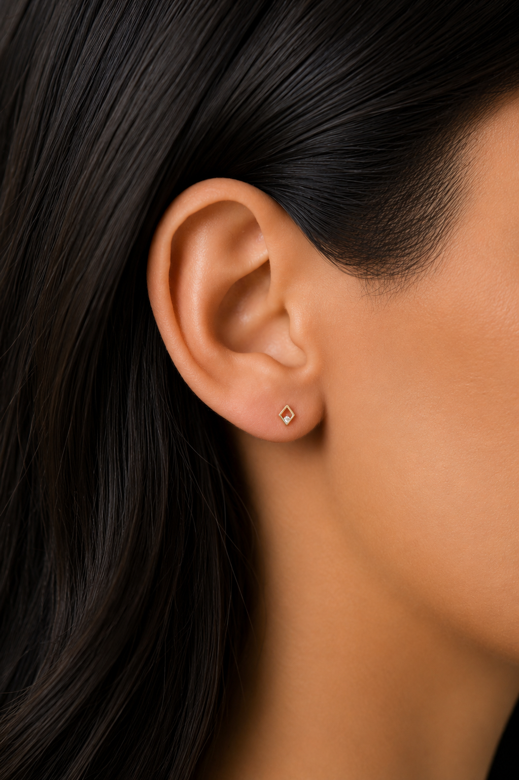 14K Geometric Lab Grown Diamond Flat Back Stud