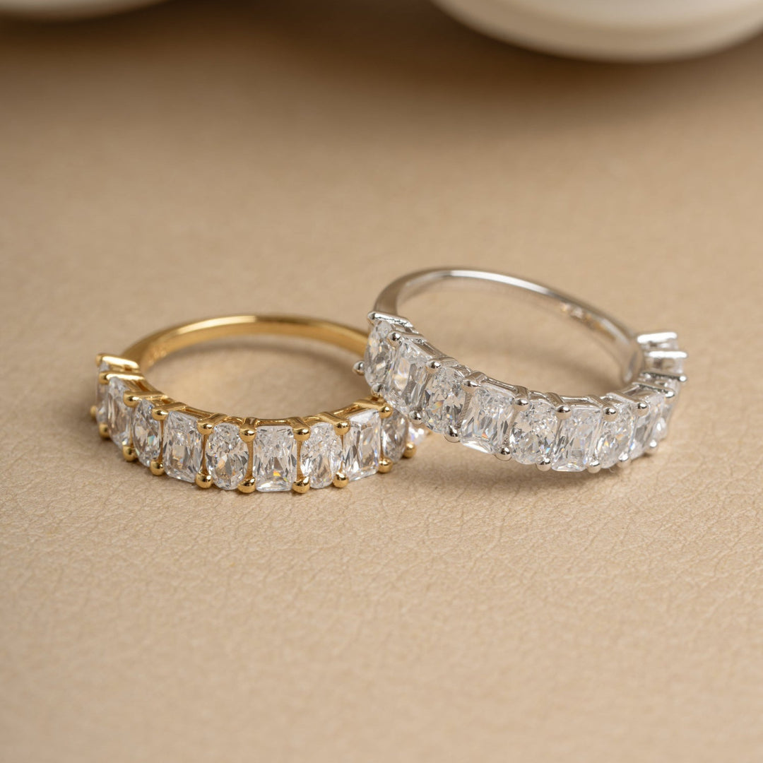 Alternating Oval & Emerald-Cut Ring