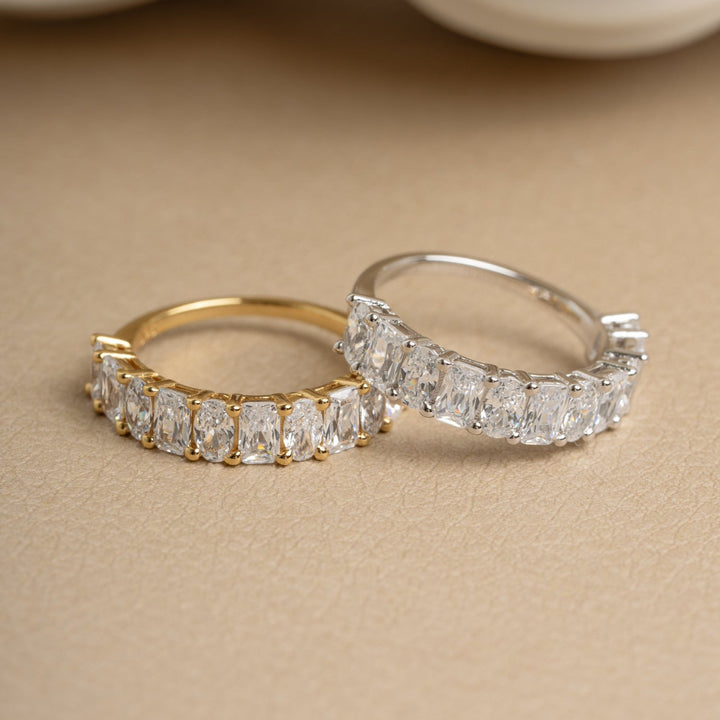 Alternating Oval & Emerald-Cut Ring