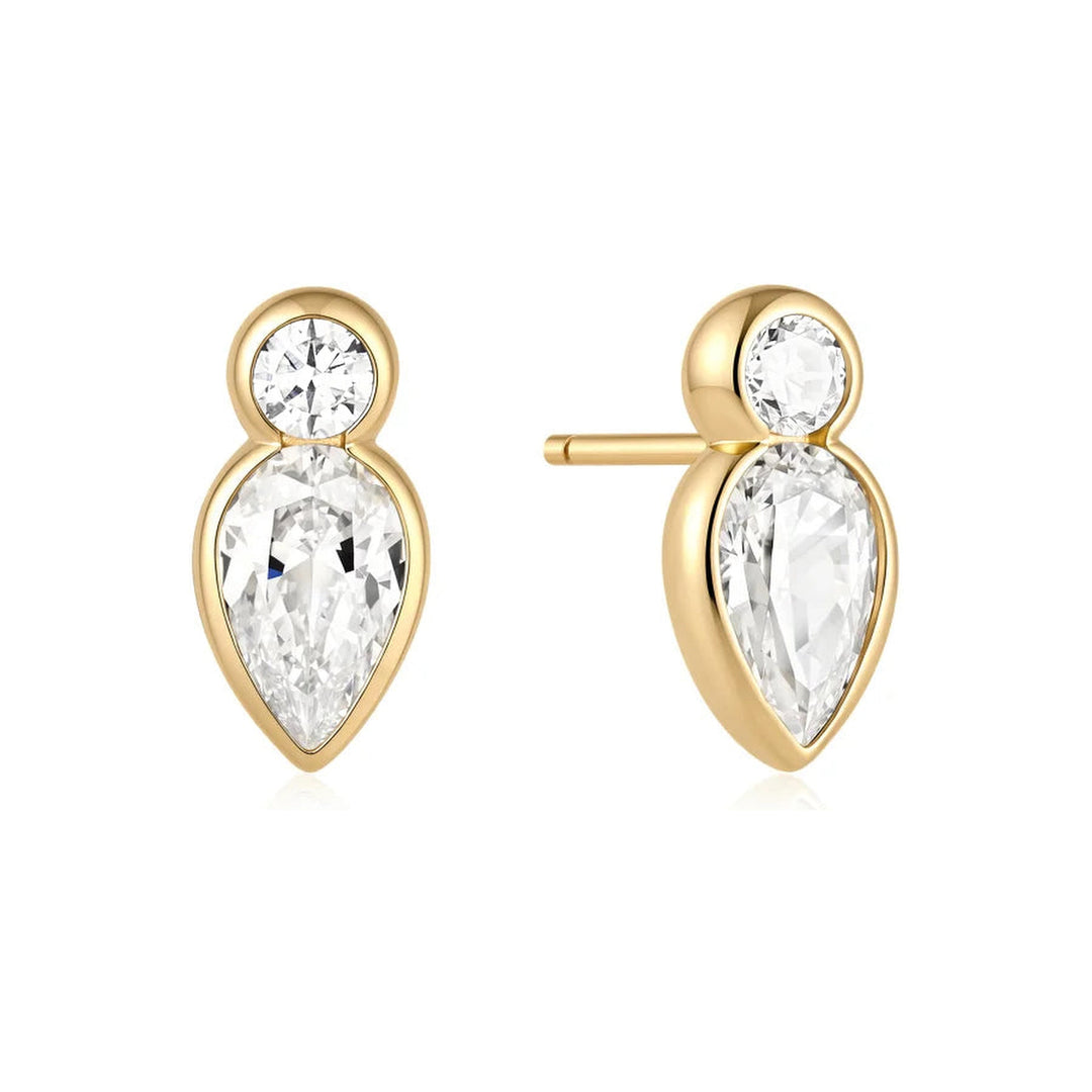 Gold Bezel Inverted Teardrop Earrings-Embark Fine Jewelry