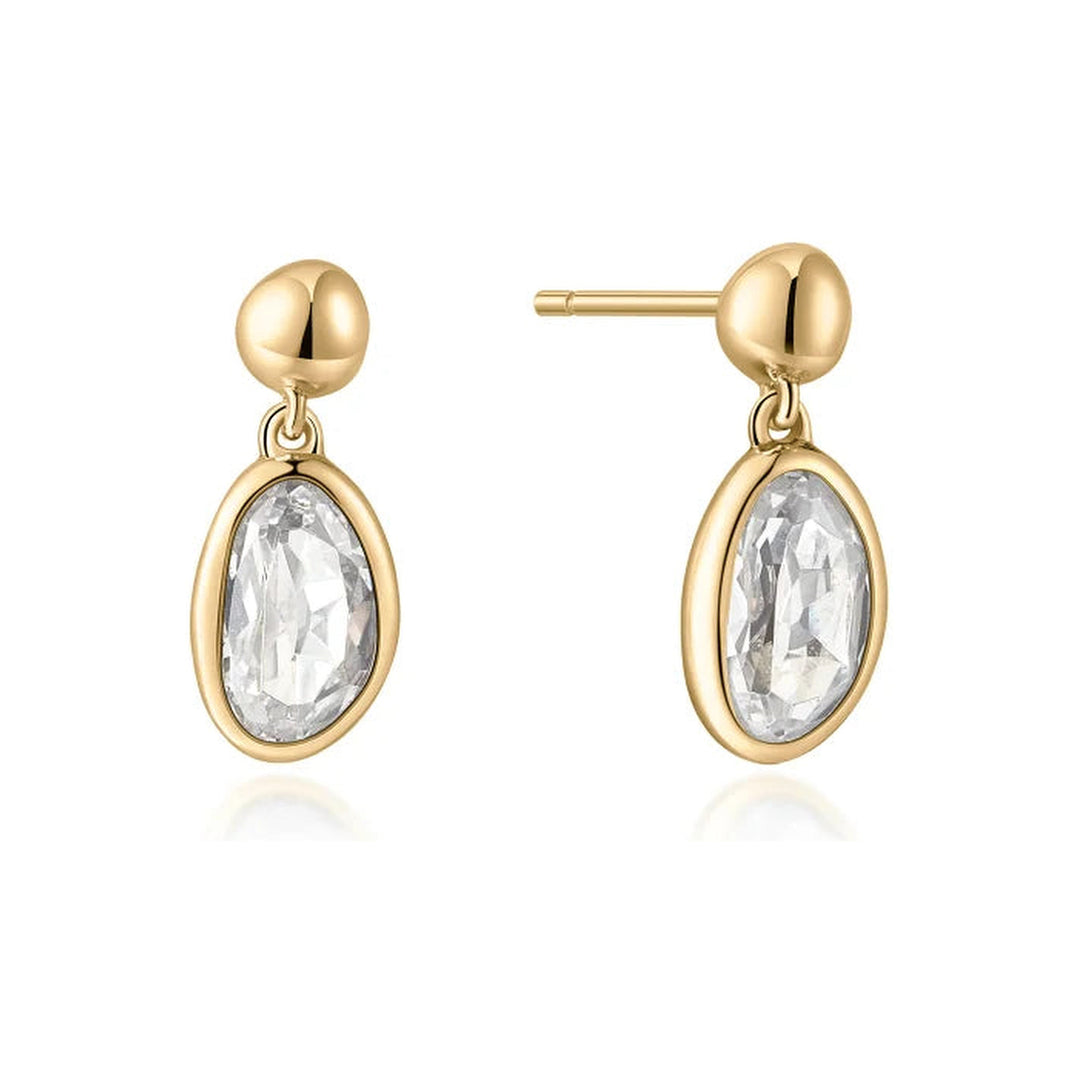 Gold Bezel Pebble Dangle Studs-Embark Fine Jewelry