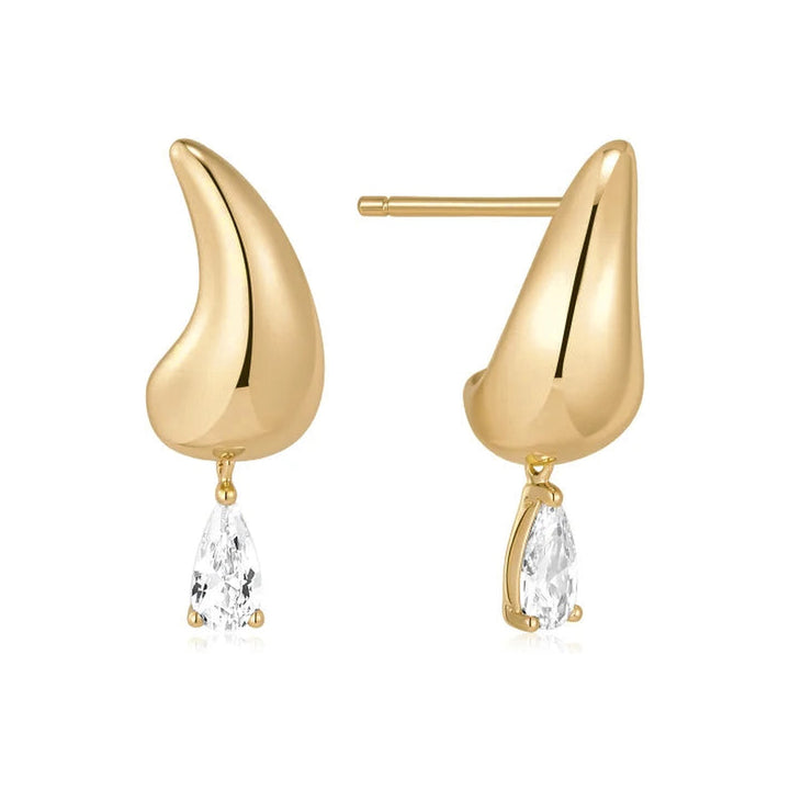 Gold Curved Teardrop Earrings-Embark Fine Jewelry
