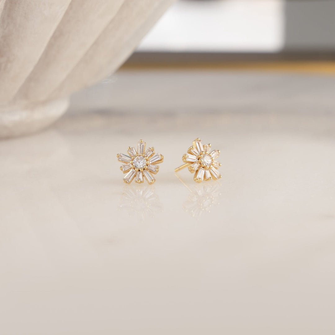 Baguette Flower Studs