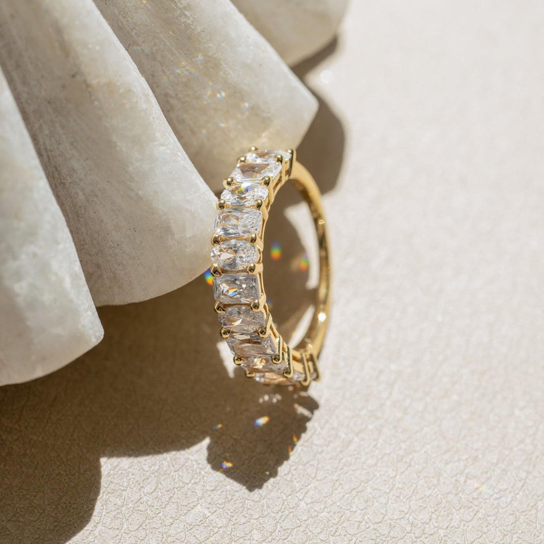 Alternating Oval & Emerald-Cut Ring