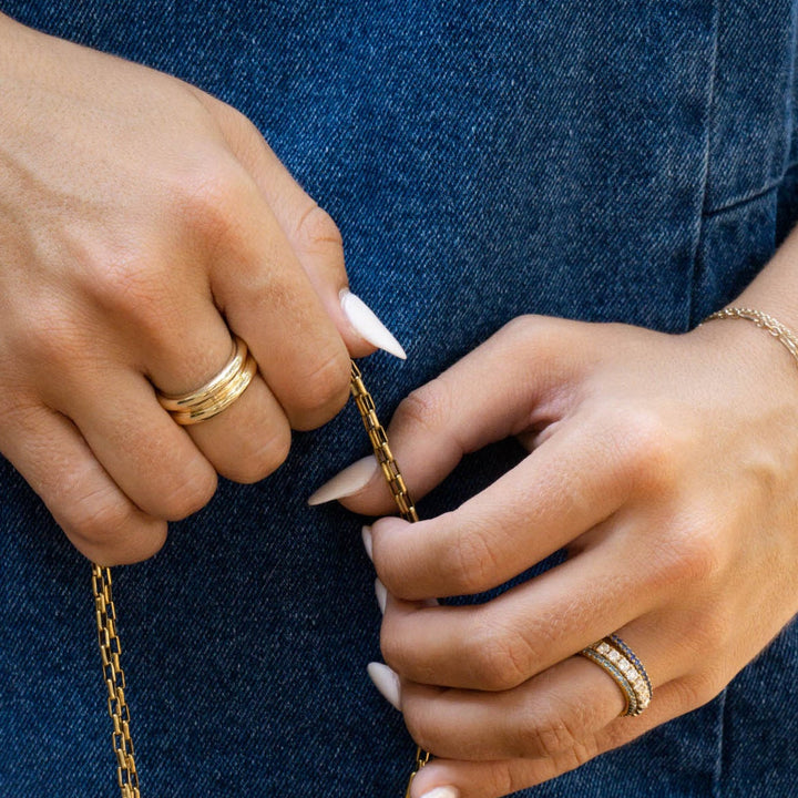 Gold Eternity Birthstone Ring On Model-Embark Fine Jewelry
