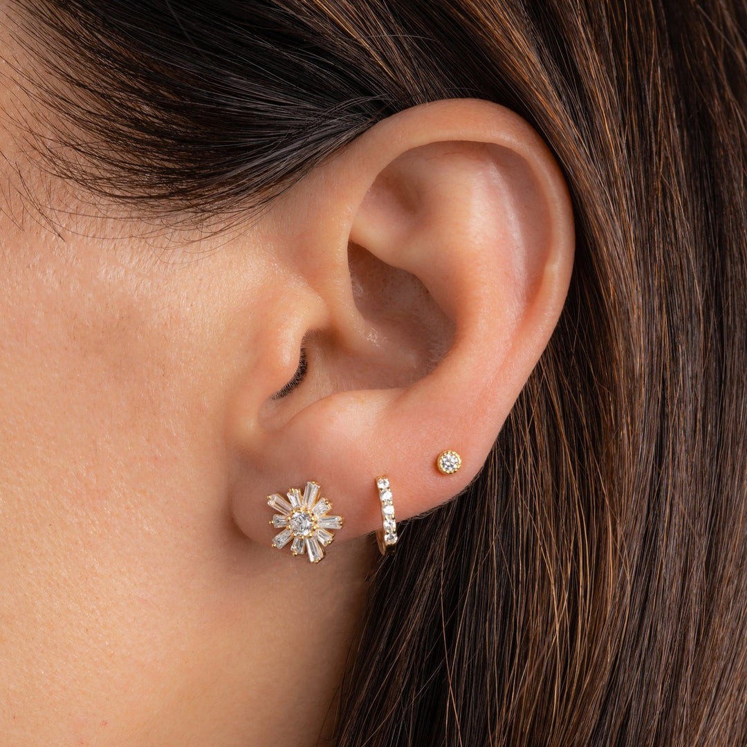 Baguette Flower Studs