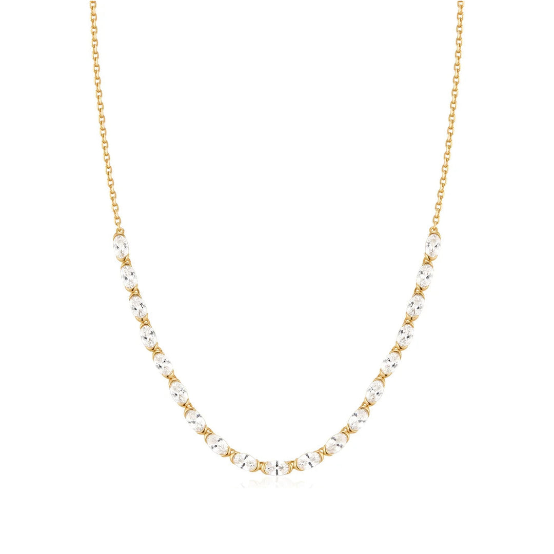 Gold Half Bezel &amp; Oval Tennis Necklace-Embark Fine Jewelry