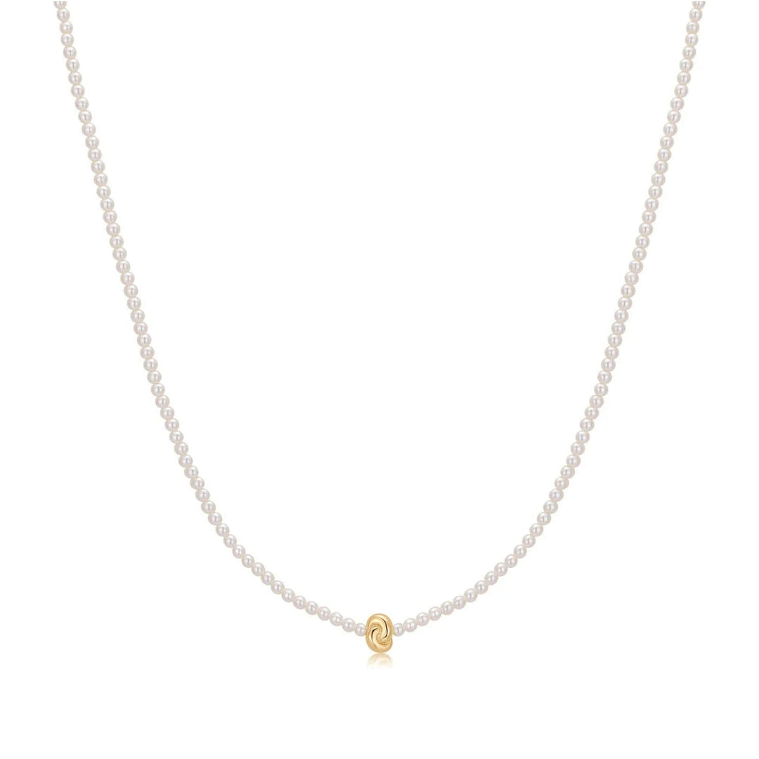 Gold Knot &amp; Pearl Beaded Necklace-Embark Fine Jewelry