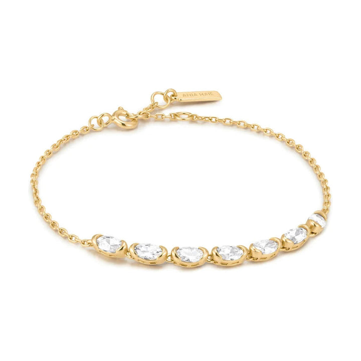 Half Bezel Oval Tennis Bracelet Gold-Embark Fine Jewelry