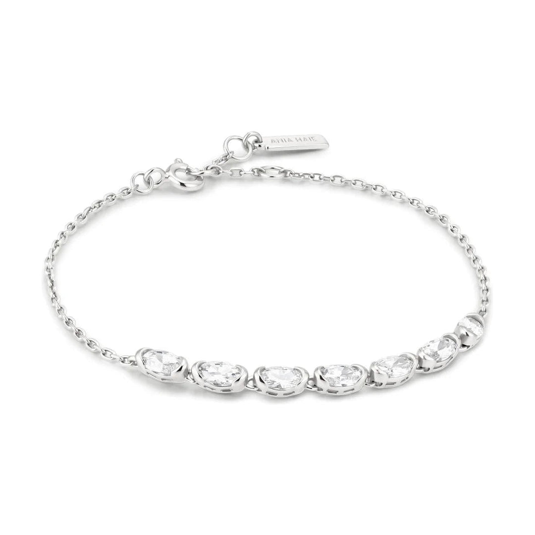 Half Bezel Oval Tennis Bracelet Silver-Embark Fine Jewelry