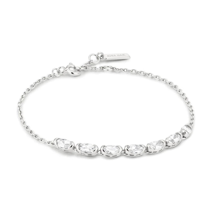 Half Bezel Oval Tennis Bracelet Silver-Embark Fine Jewelry