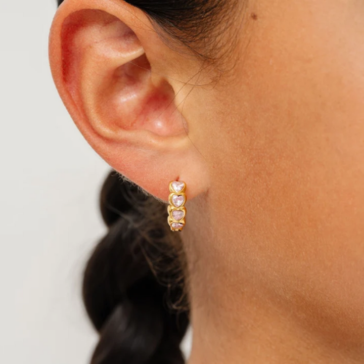 Heart Gem Hoops