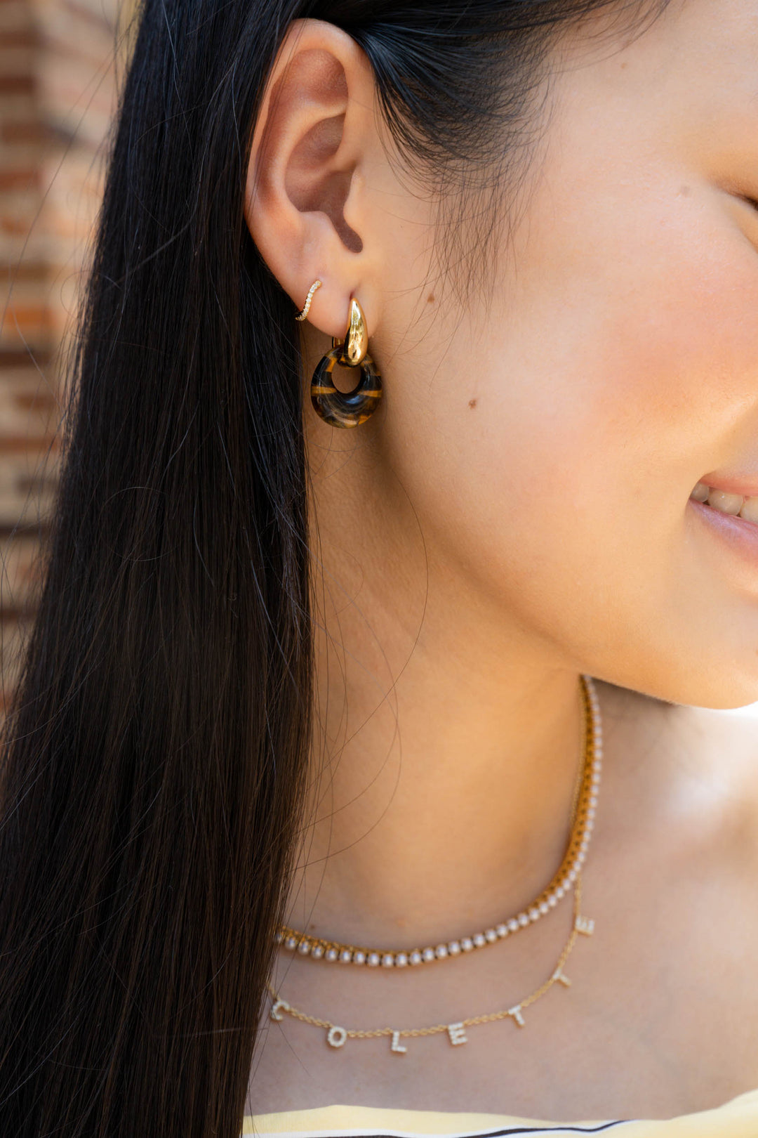 Hollow Pebble Drop Earrings