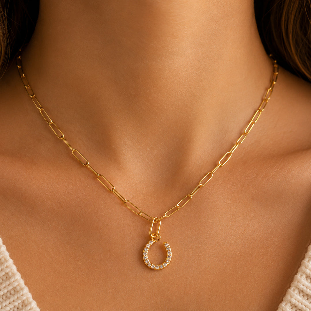 Horseshoe Charm On Model-Embark Fine Jewelry