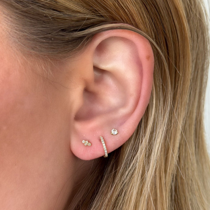 14K Diamond Four Stone Cluster Stud