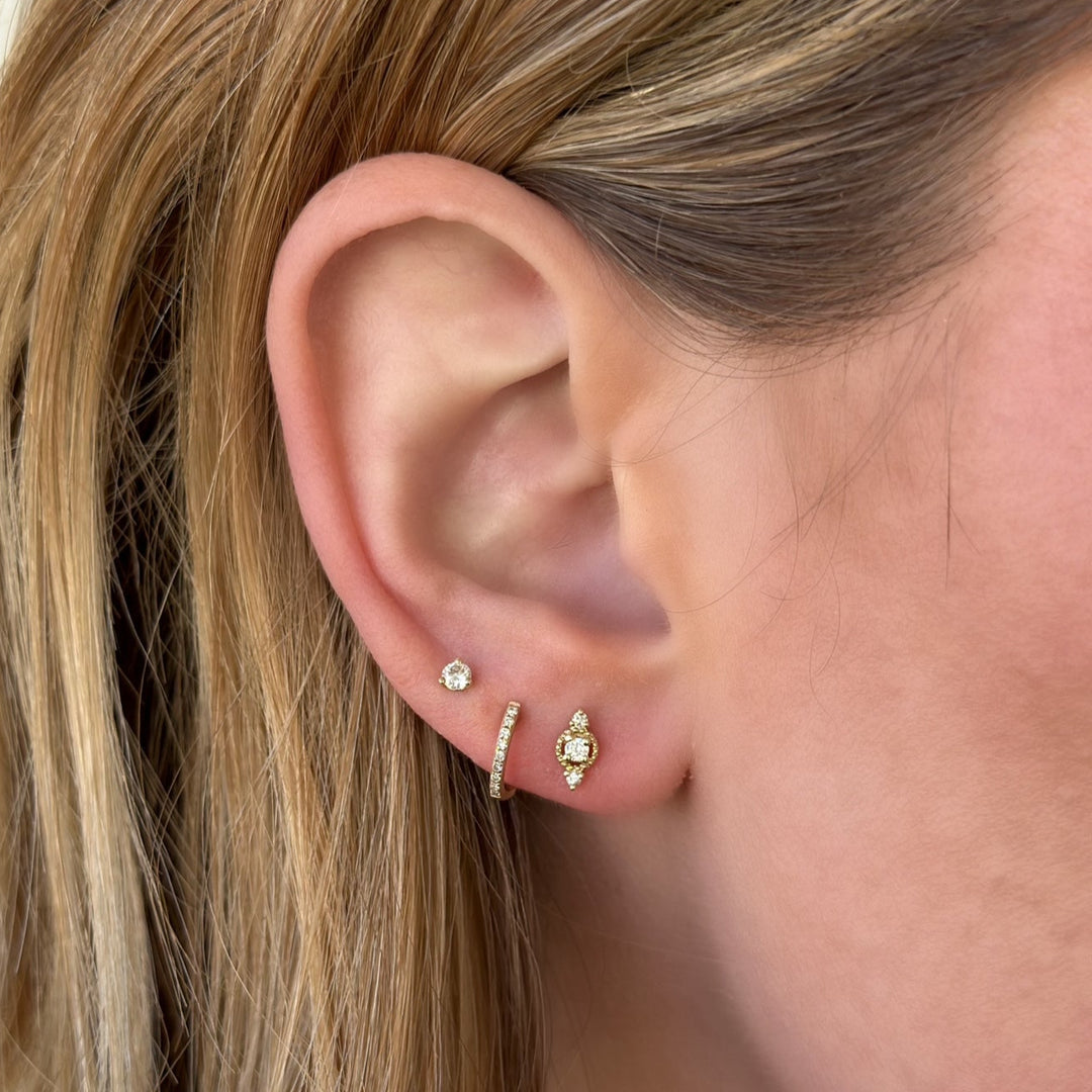 14K Diamond Geometric Studs