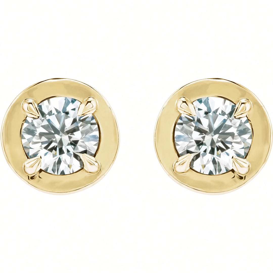 14K Diamond Bezel Stud Earrings