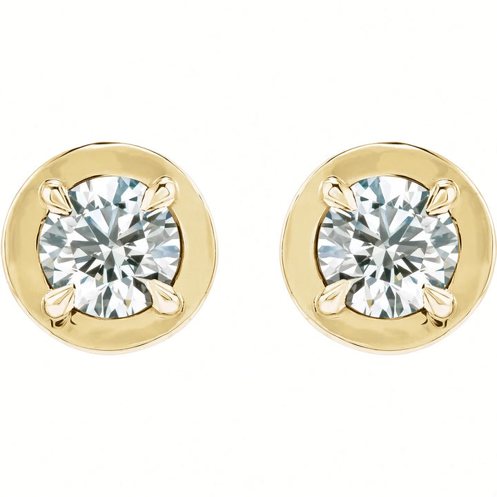 14K Diamond Bezel Stud Earrings