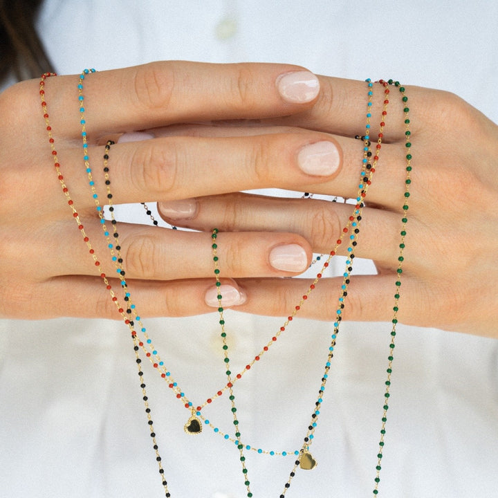 Mini Beaded Side Cross Necklace-Embark Fine Jewelry