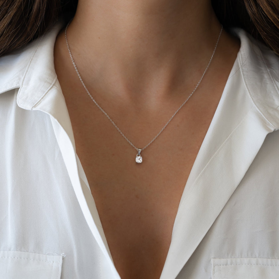 Solitaire Cushion Necklace