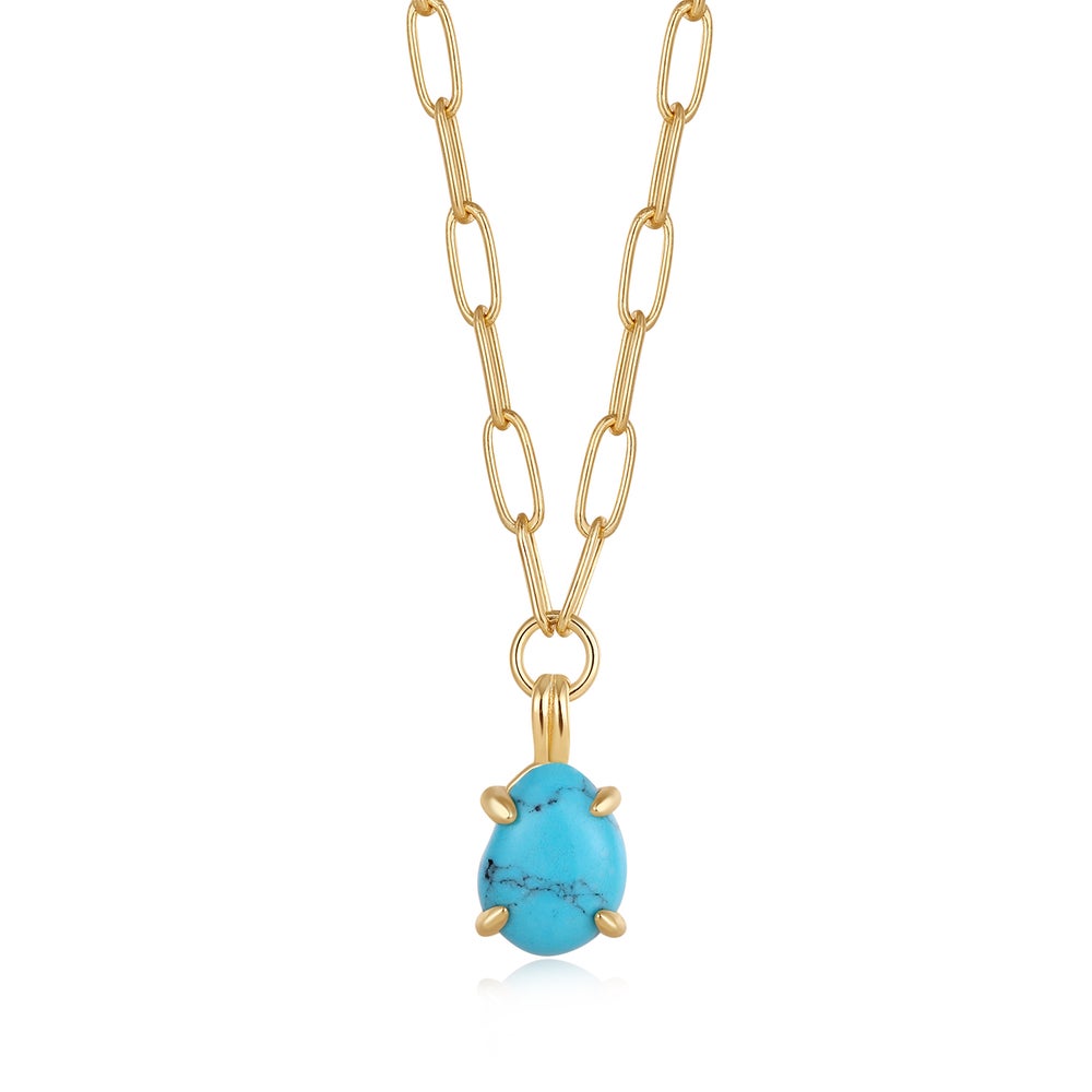 Turquoise Chunky Chain Drop Necklace