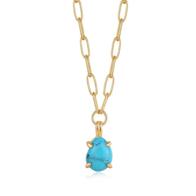 Turquoise Chunky Chain Drop Necklace