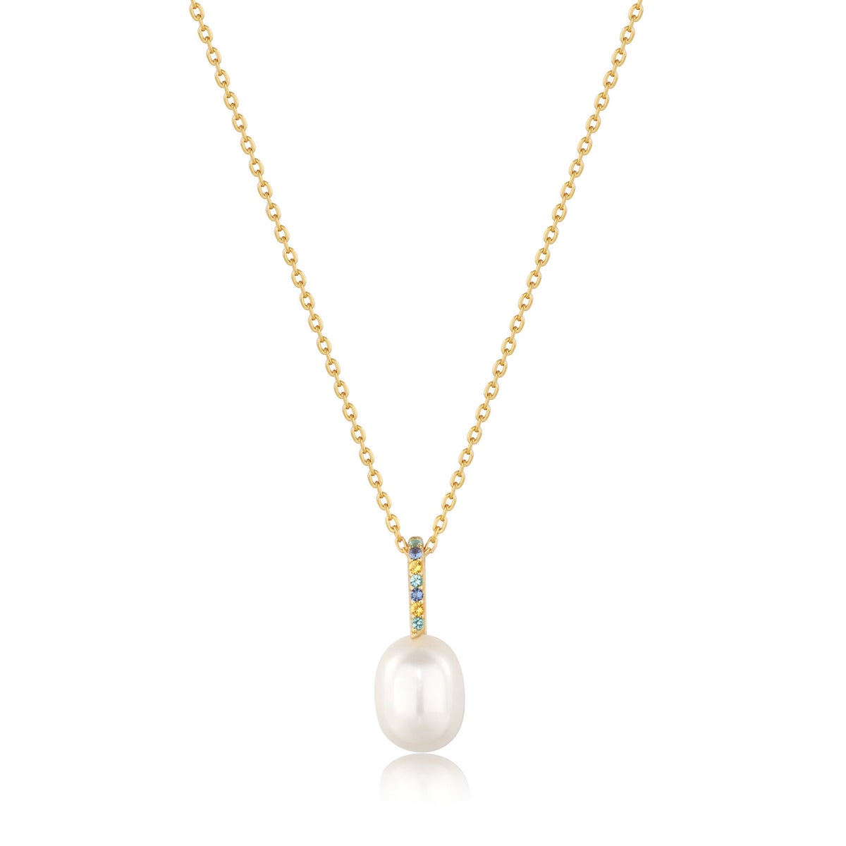 Gem Pearl Drop Pendant Necklace