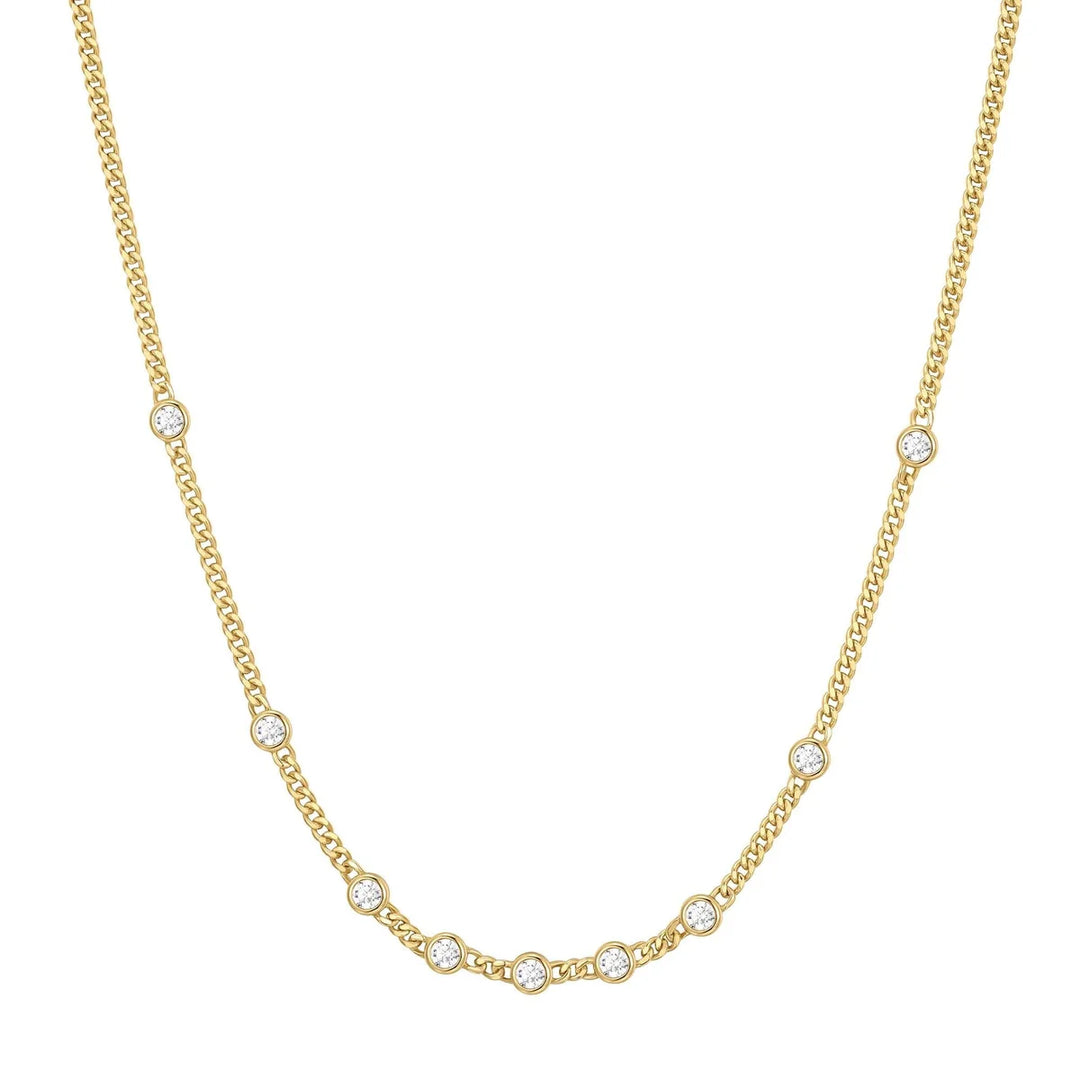 Bezel Curb Link Station Necklace