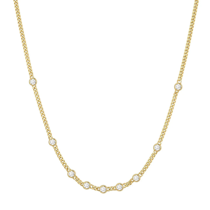 Bezel Curb Link Station Necklace