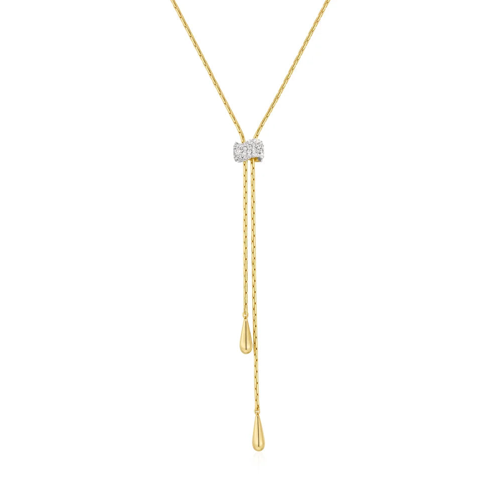 Gold Teardrop Lariat Necklace