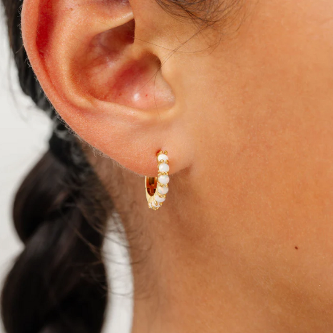Opal Studded Hoops