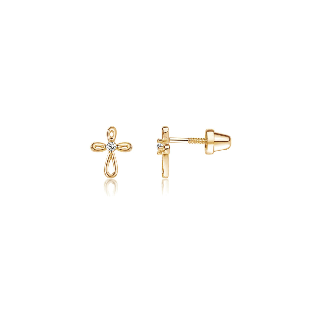 Open Infinity Cross Studs Gold-Embark Fine Jewelry