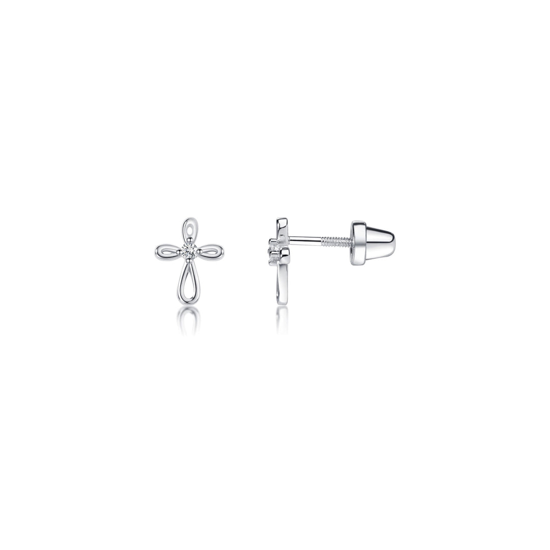 Open Infinity Cross Studs Silver-Embark Fine Jewelry