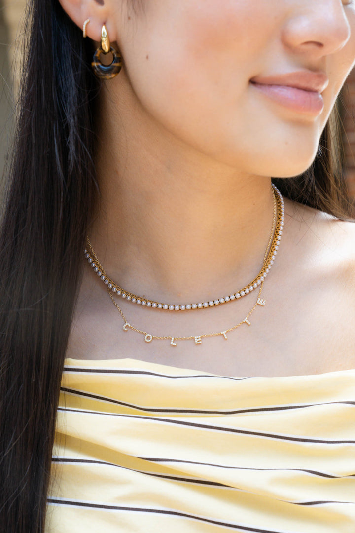 Pave Dangle Name Necklace