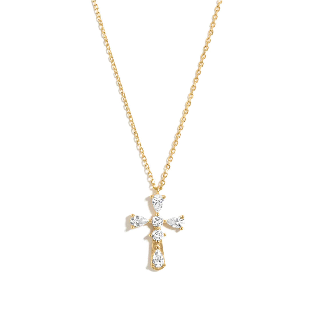 Pear-Cut Cross Necklace-Embark Fine Jewelry