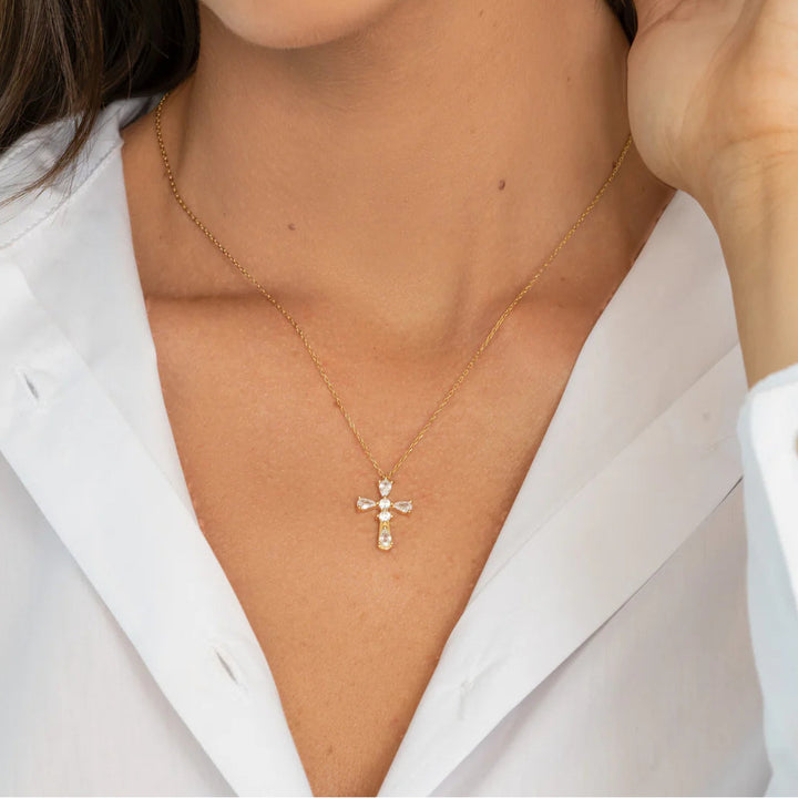 Pear-Cut Cross Necklace-Embark Fine Jewelry