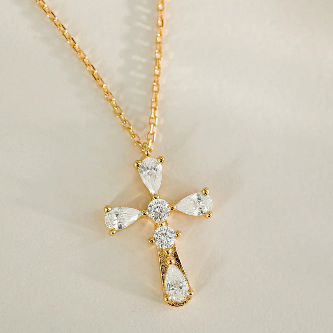 Pear-Cut Cross Necklace-Embark Fine Jewelry