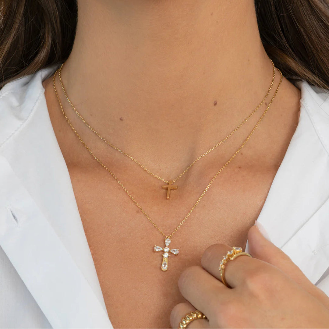 Pear-Cut Cross Necklace-Embark Fine Jewelry