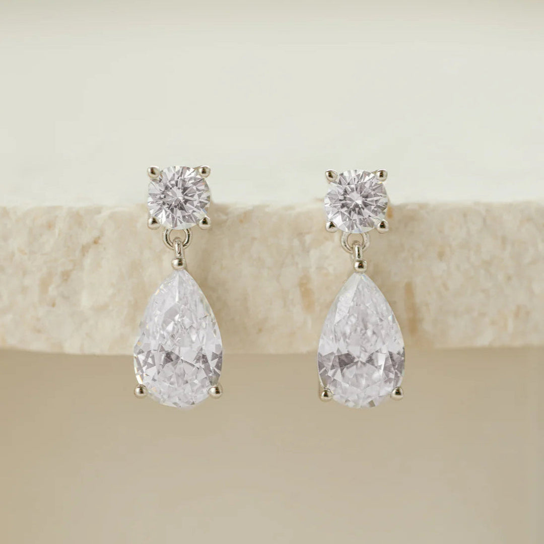 Pear &amp; Round Drop Earrings-Embark Fine Jewelry