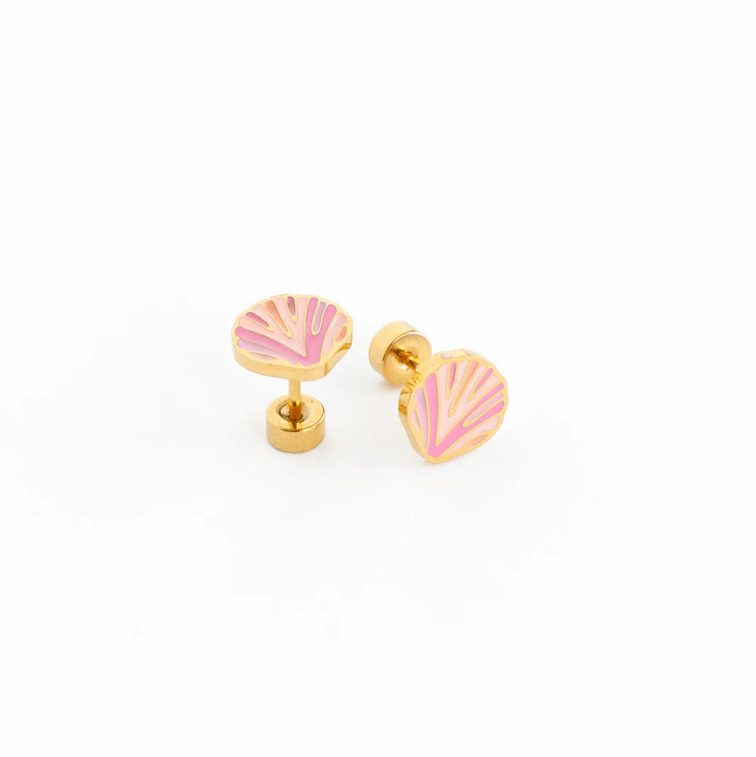 Pink Seashell Studs
