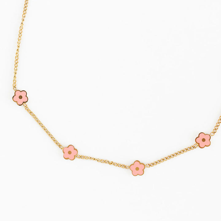 Petite Pink Flower Necklace